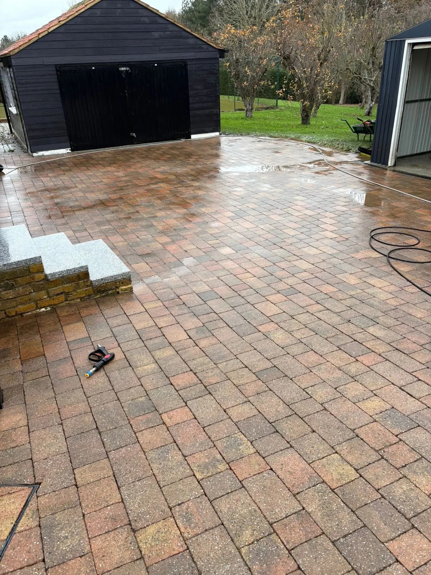 Clean block paving driveway after pressure washing — Essex Pressure Washing Co